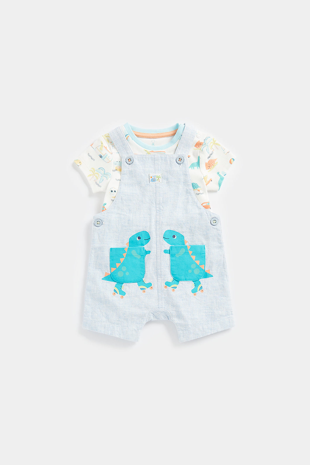 Mothercare Dino Bibshorts and Bodysuit Set