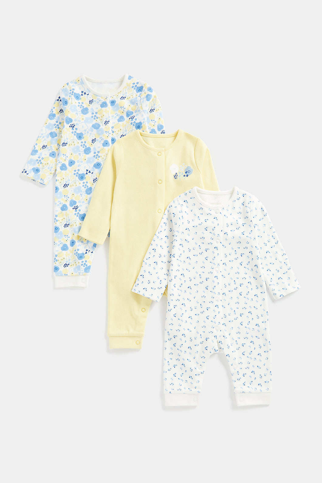 Mothercare Flower Garden Footless Sleepsuits - 3 Pack