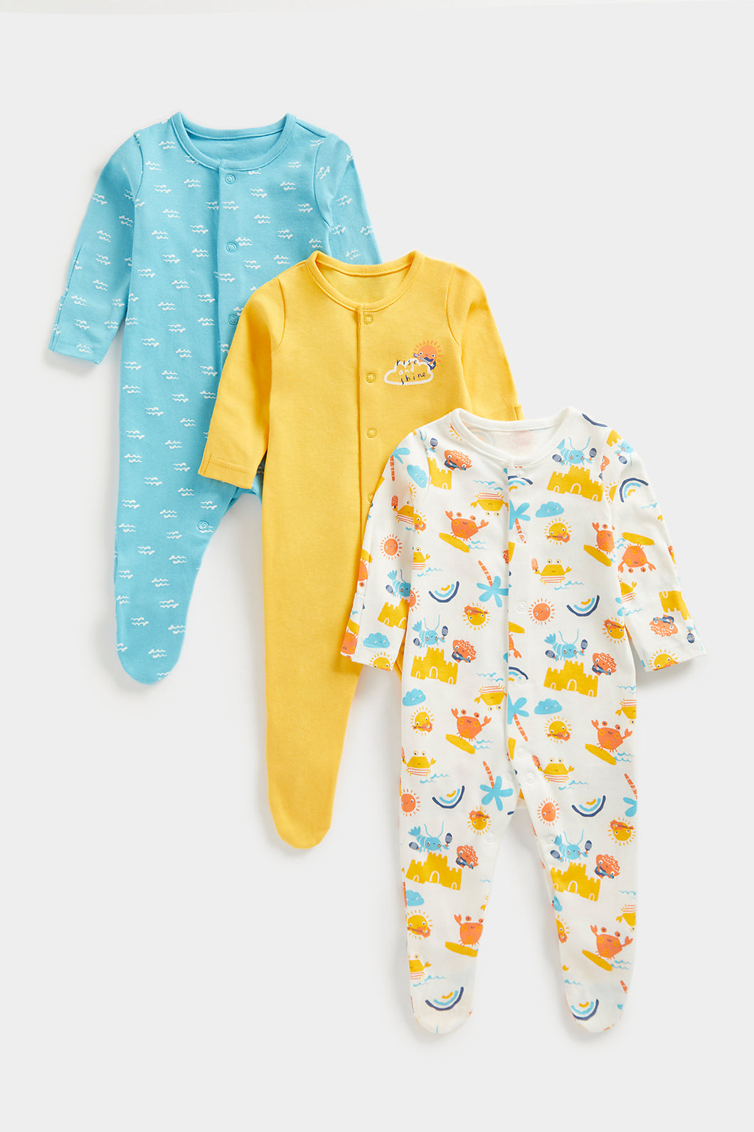 Mothercare Seaside Band Sleepsuits - 3 Pack