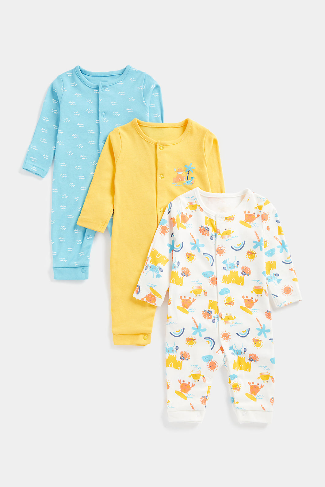 Mothercare Seaside Band Footless Sleepsuits - 3 Pack