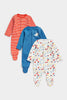 Mothercare Whale Beach Sleepsuits - 3 Pack