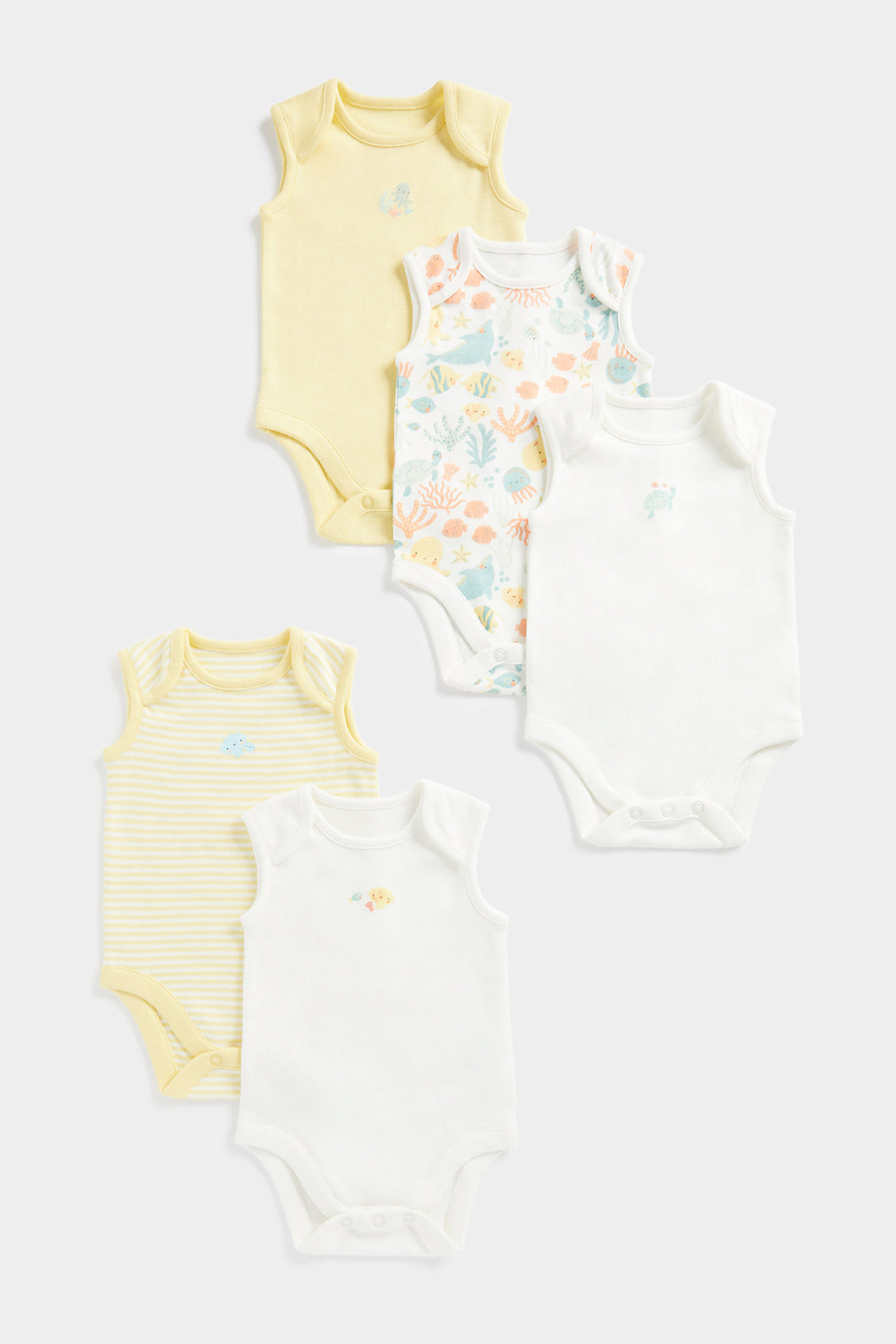 Mothercare Ocean Sleeveless Bodysuits - 5 Pack
