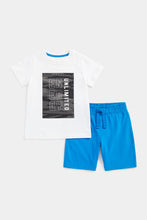 Load image into Gallery viewer, Mothercare Blue Shorts and White T-Shirt Set
