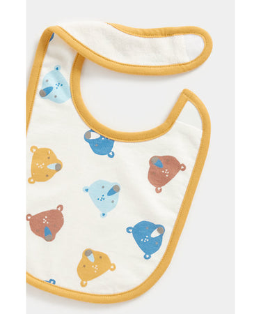 Mothercare Newborn Playful Bear Faces Bibs - 3 Pack