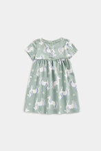 Load image into Gallery viewer, Mothercare Green Party Horse Jersey Dress

