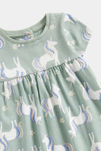 Load image into Gallery viewer, Mothercare Green Party Horse Jersey Dress
