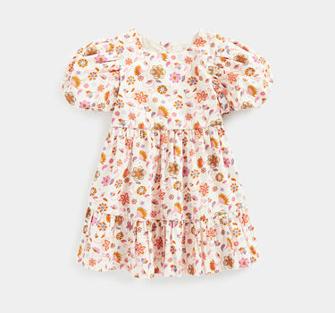 Mothercare Floral Puff-Sleeved Tiered Dress