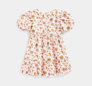 Mothercare Floral Puff-Sleeved Tiered Dress