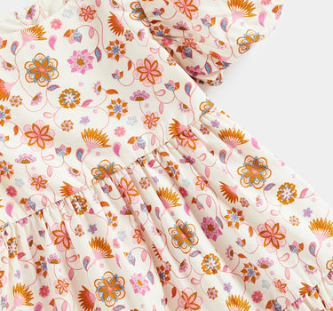 Mothercare Floral Puff-Sleeved Tiered Dress