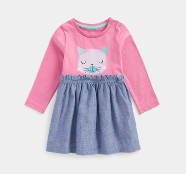 Mothercare Pink Cat Twofer Dress