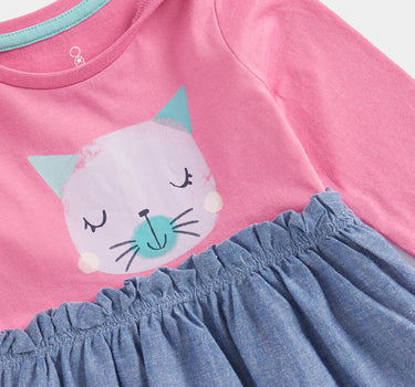 Mothercare Pink Cat Twofer Dress