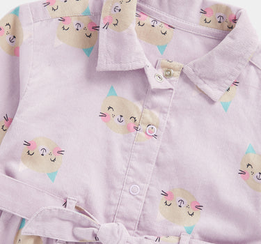 Mothercare Lilac Cat Cord Shirt Dress