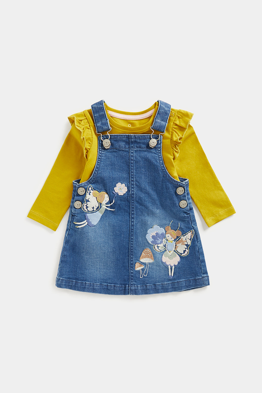 Mothercare Denim Pinny Dress and T-Shirt Set