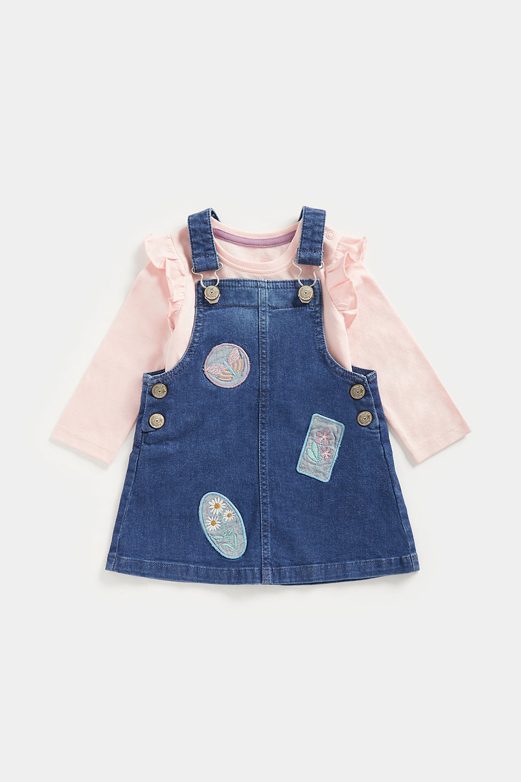 Mothercare Denim Pinny Dress and T-Shirt Set