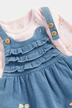 Load image into Gallery viewer, Mothercare Denim Pinny Dress, Bodysuit and Tights Set
