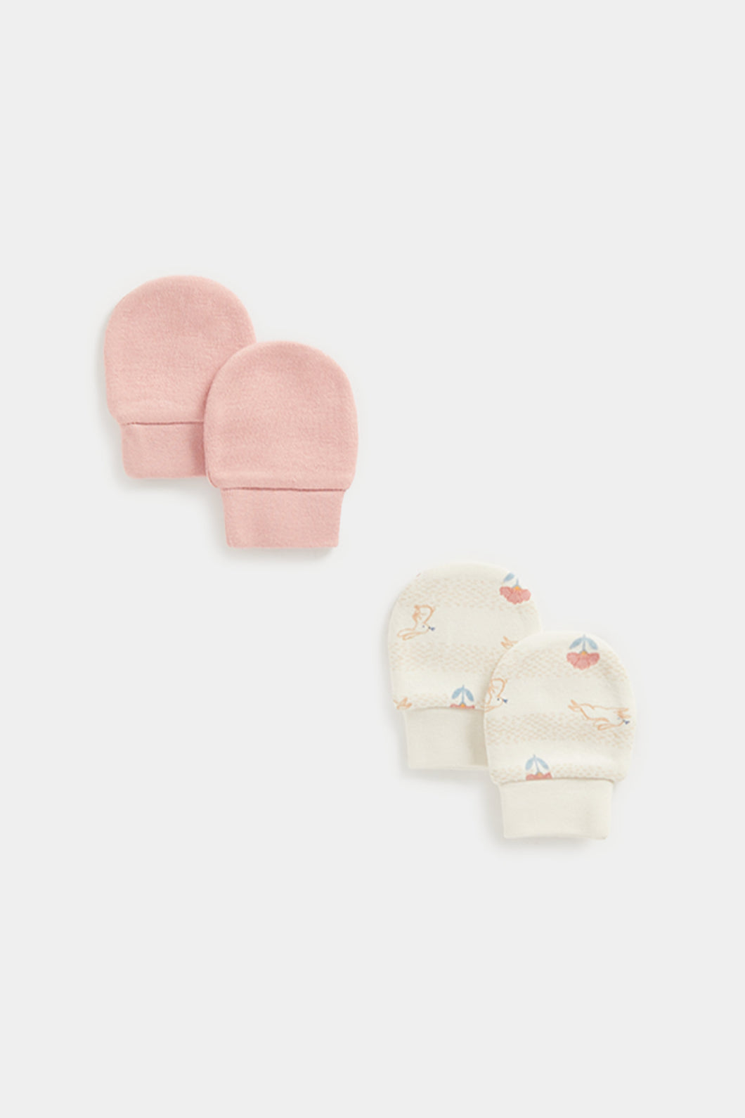 Mothercare Pink Bunny Baby Mitts - 2 Pack