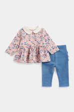 Load image into Gallery viewer, Mothercare Pink Floral Top and Leggings Set
