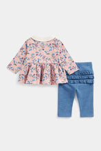 Load image into Gallery viewer, Mothercare Pink Floral Top and Leggings Set
