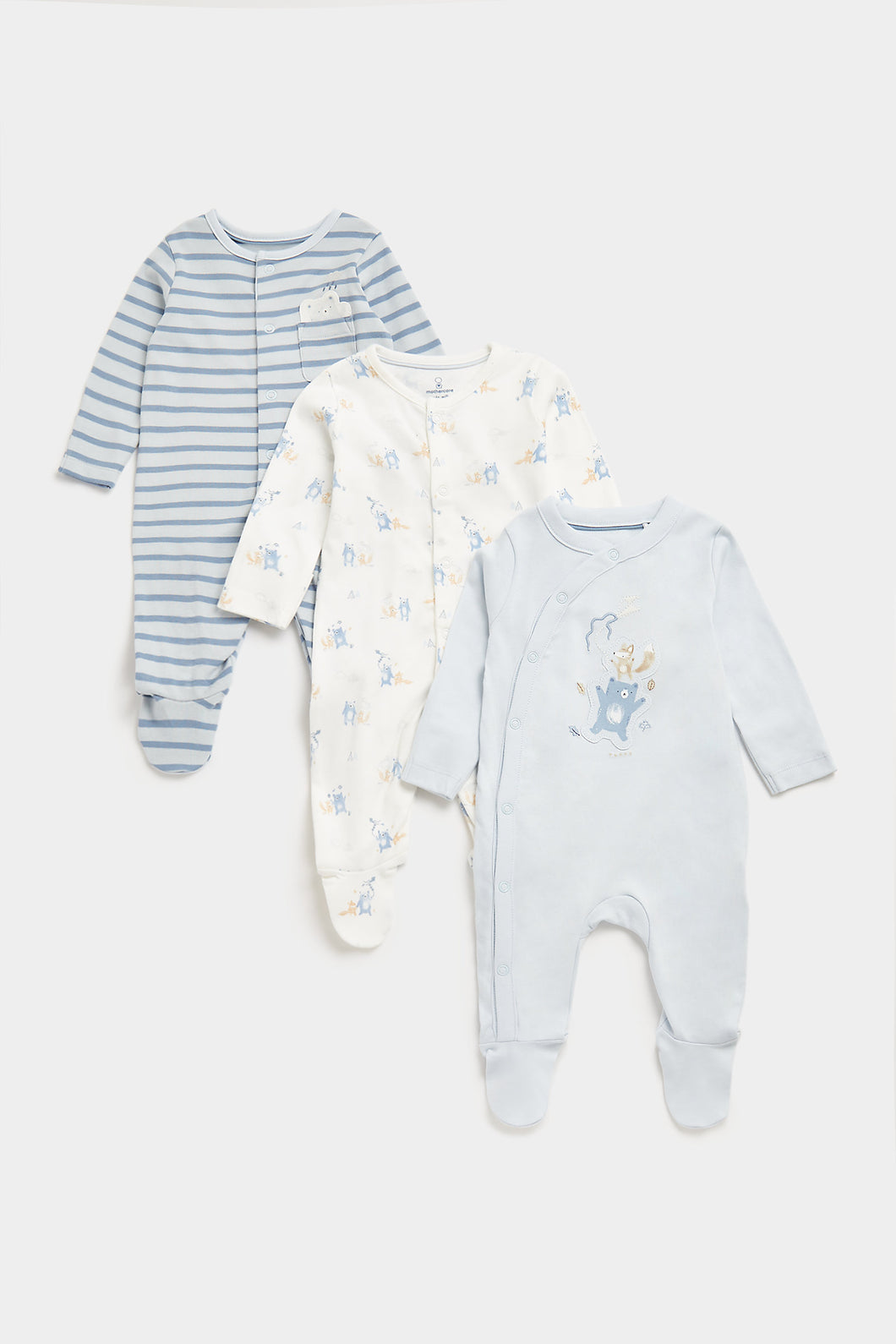 Mothercare My First Woodland All-In-Ones - 3 Pack