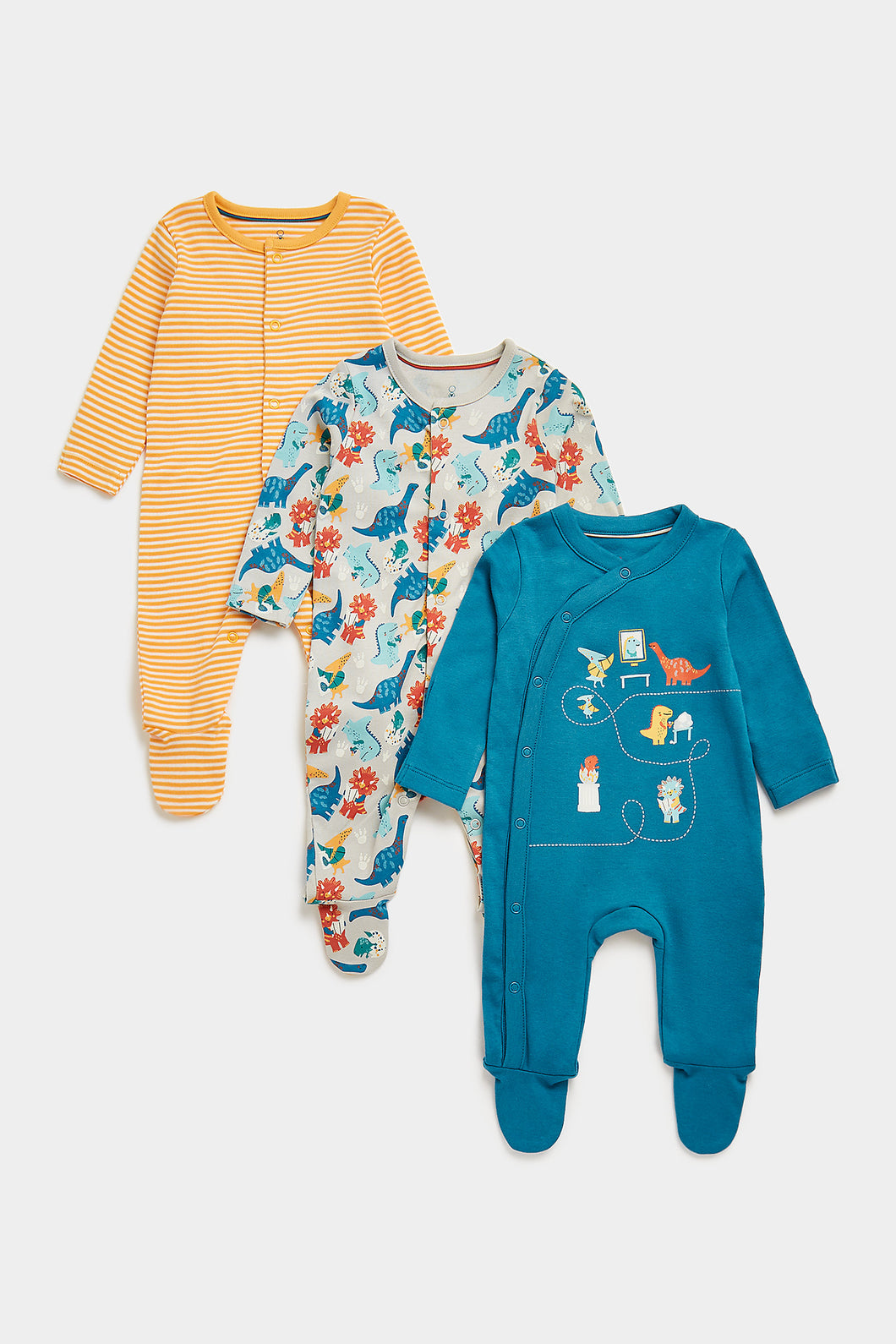 Mothercare Dinosaur Sleepsuits - 3 Pack