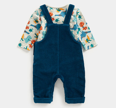 Mothercare Dino Velour Dungarees and Bodysuit Set