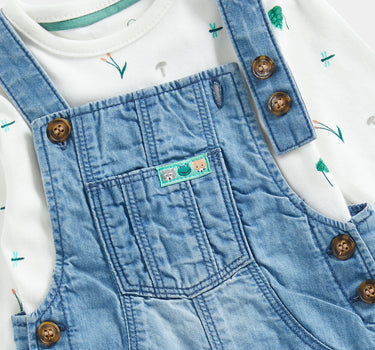 Mothercare Denim Dungaree and Long Sleeve Bodysuit