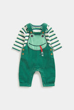 Load image into Gallery viewer, Mothercare Green Frog Cord Dungaree Set
