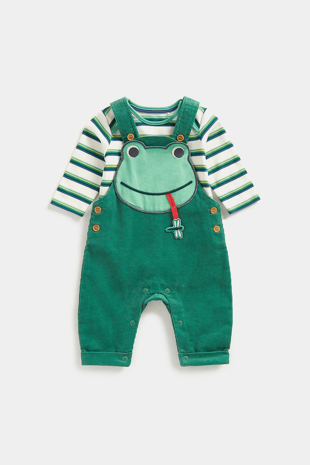 Mothercare Green Frog Cord Dungaree Set