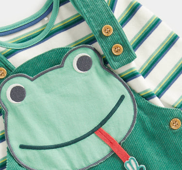Mothercare Green Frog Cord Dungaree Set