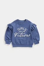 Load image into Gallery viewer, Mothercare Blue Future Frill-Sleeve Sweat Top
