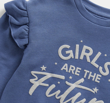 Mothercare Blue Future Frill-Sleeve Sweat Top