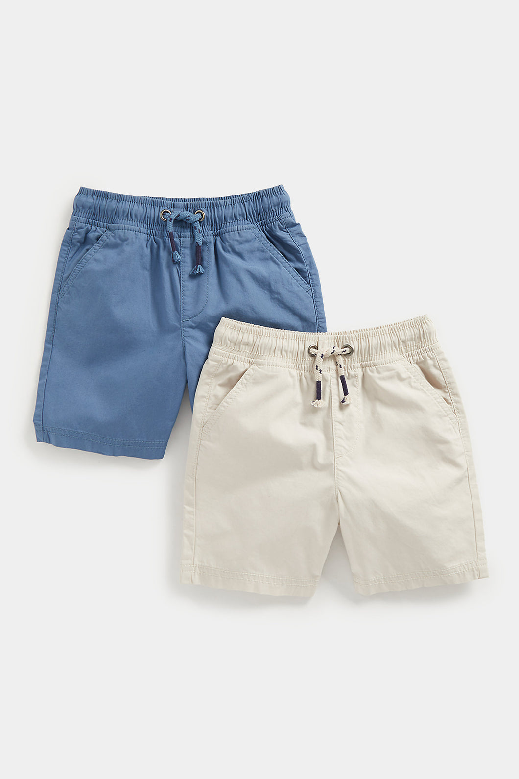 Mothercare Blue and Ecru Poplin Shorts - 2 Pack