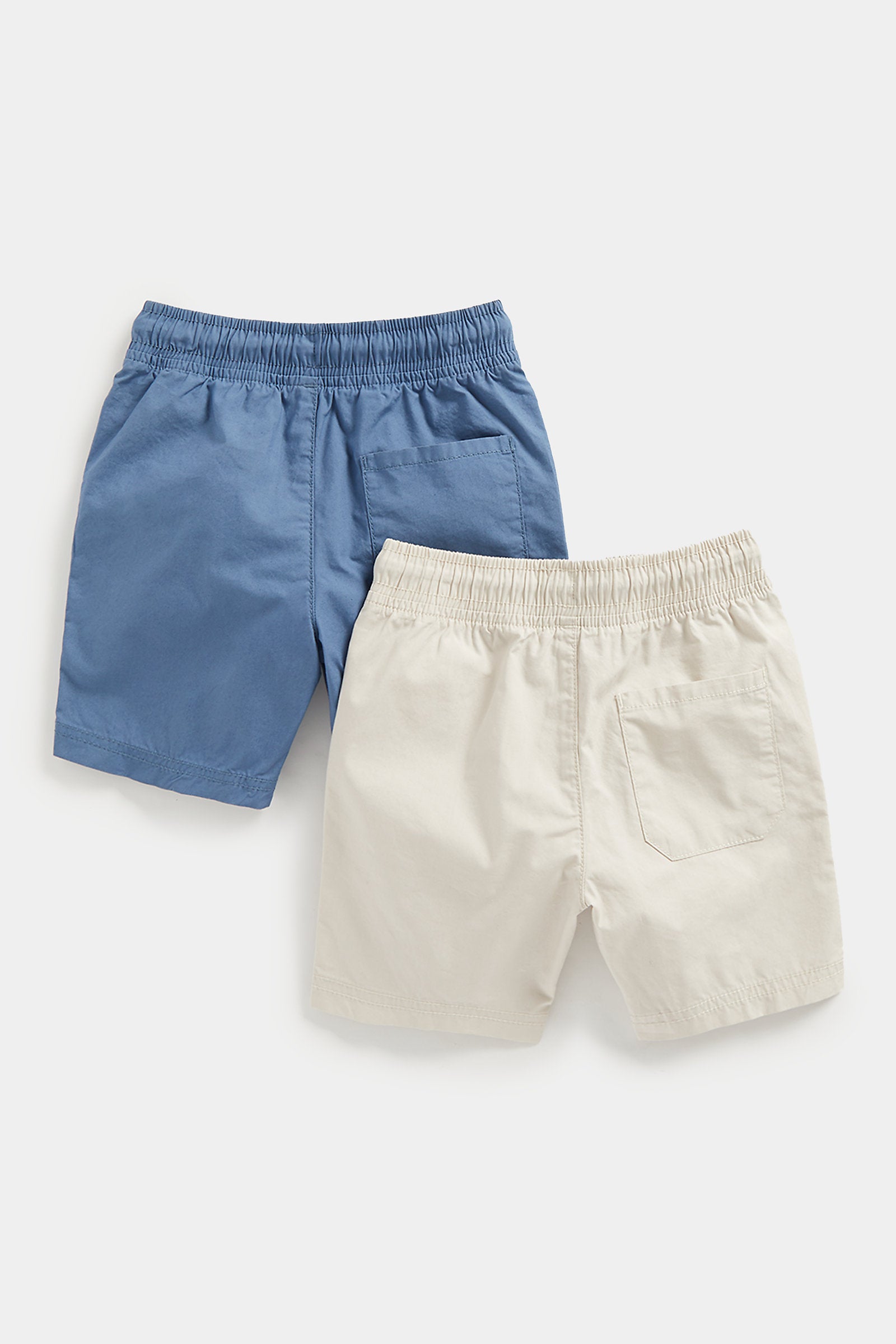 Mothercare Blue and Ecru Poplin Shorts - 2 Pack