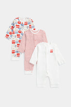 Load image into Gallery viewer, Mothercare Buses Footless Baby Sleepsuits - 3 Pack
