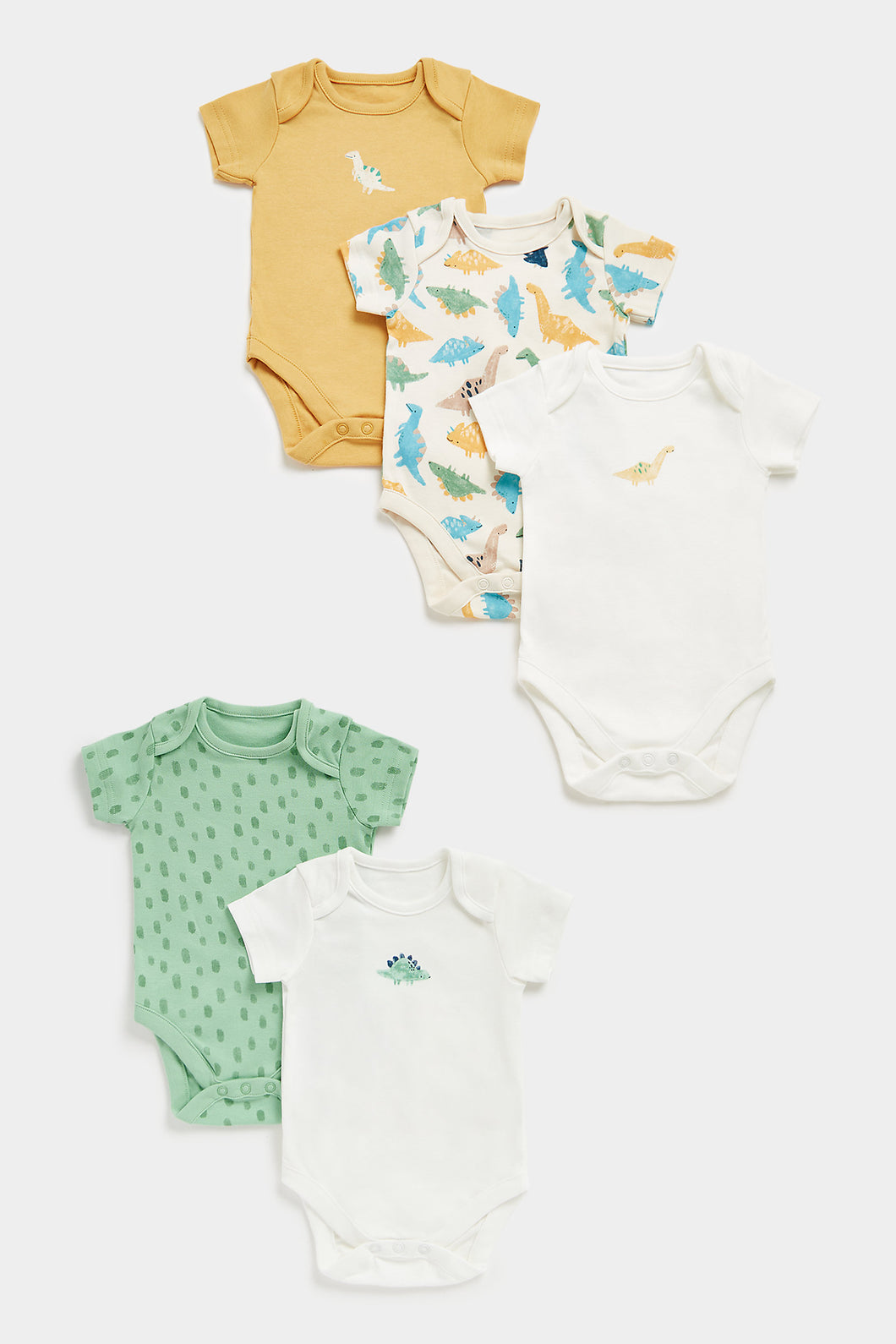 Mothercare Dinosaur Short-Sleeved Baby Bodysuits - 5 Pack