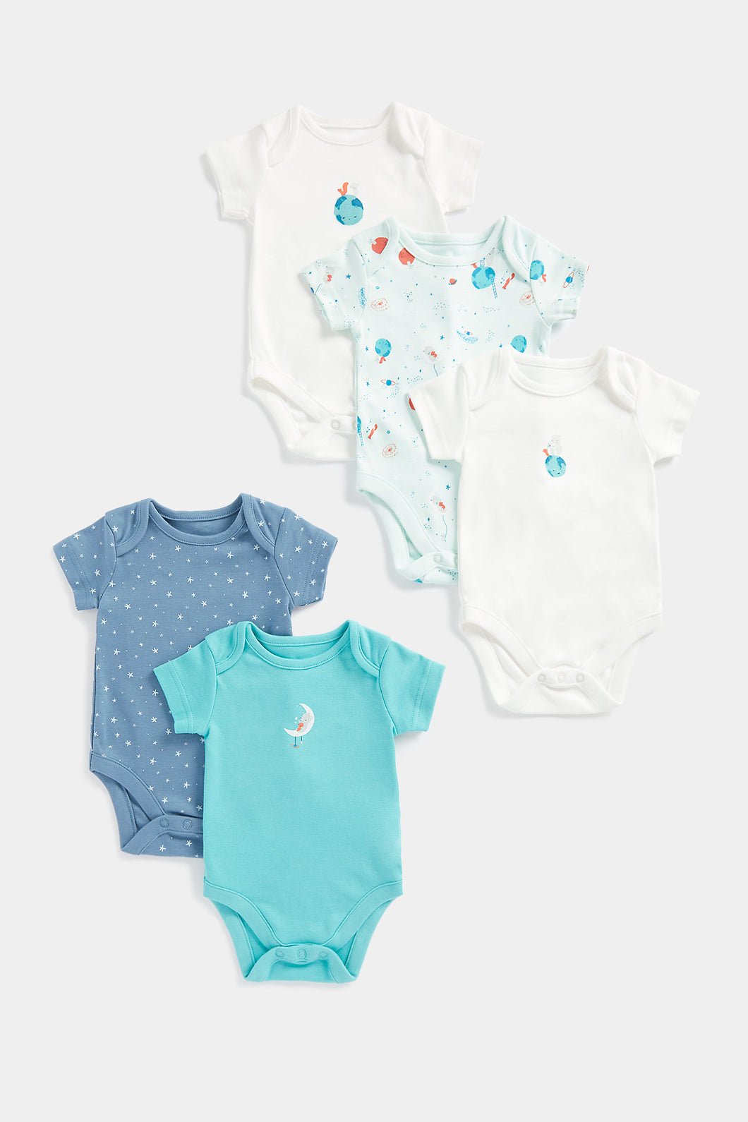 Mothercare Stargazer Short-Sleeved Baby Bodysuits - 5 Pack