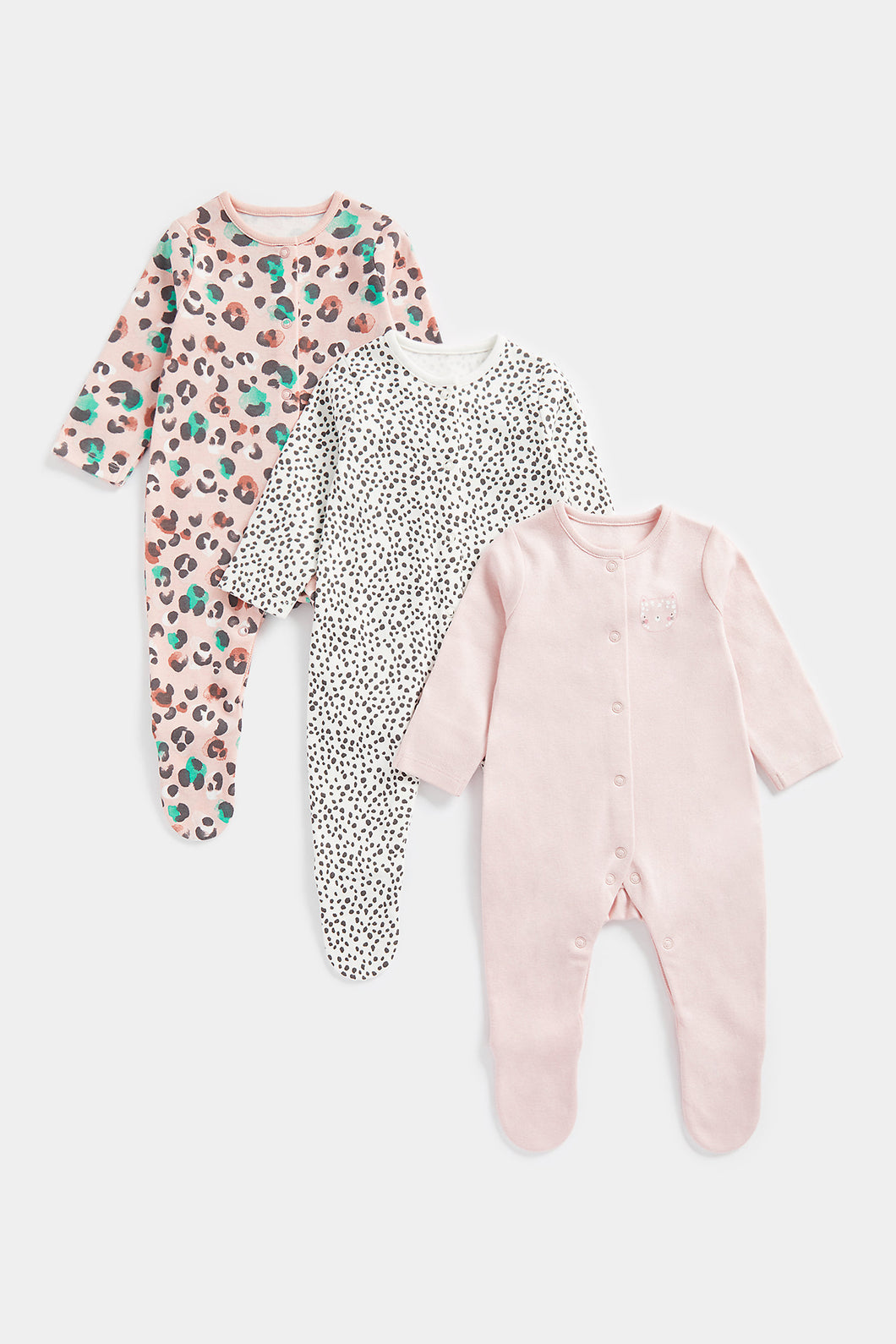 Mothercare Playful Baby Sleepsuits - 3 Pack