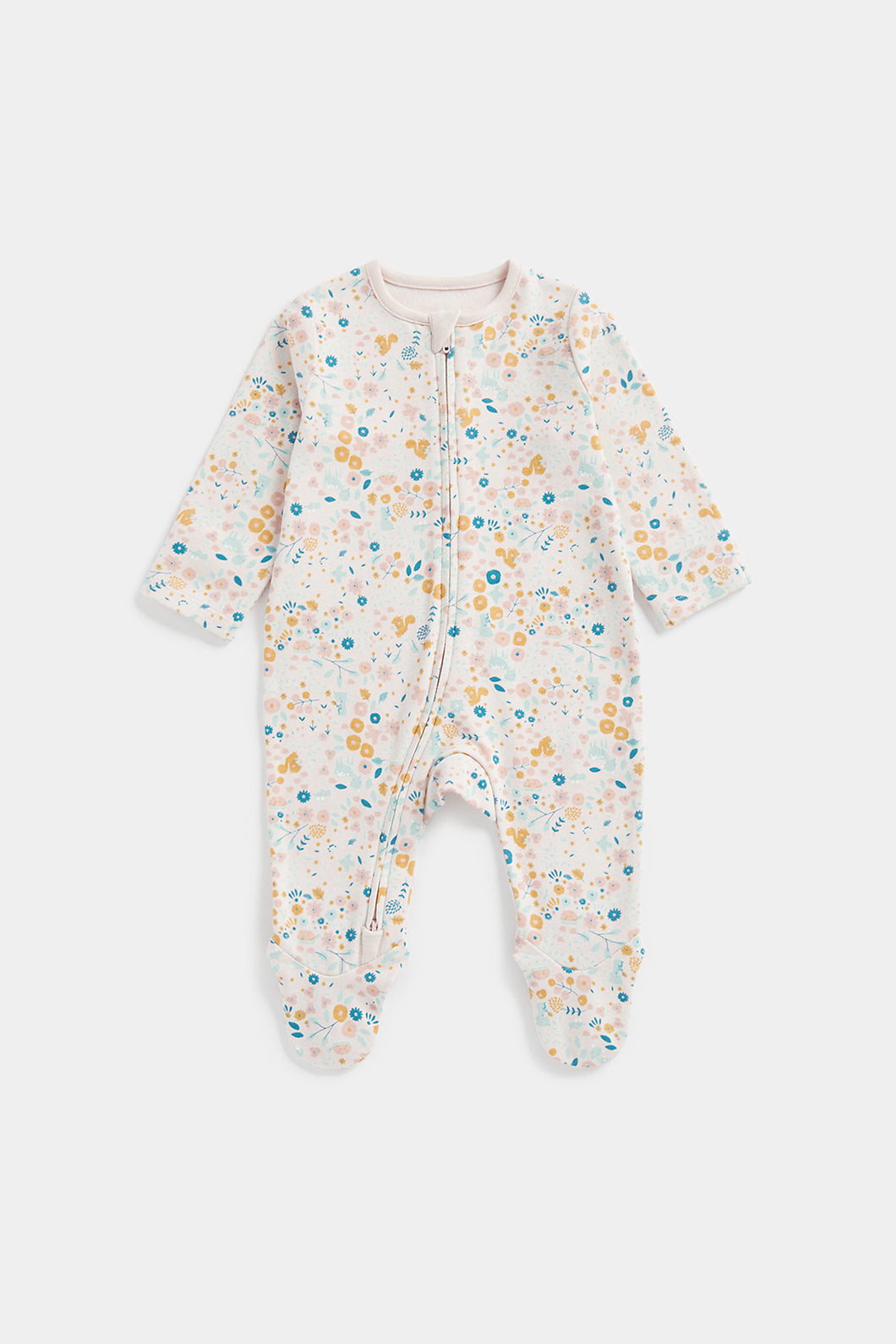 Mothercare Floral Zip-Up Baby Sleepsuit