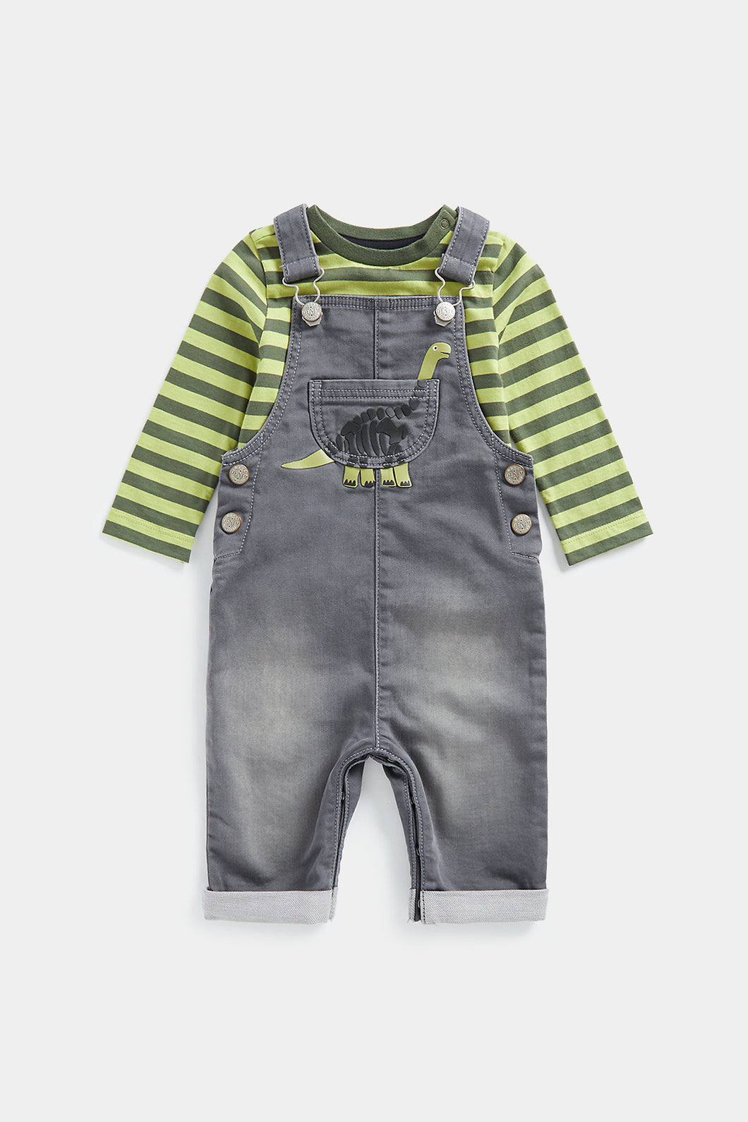 Mothercare Dinosaur Denim Dungarees and T-Shirt Set