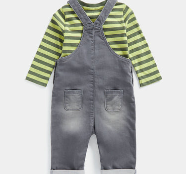 Mothercare Dinosaur Denim Dungarees and T-Shirt Set