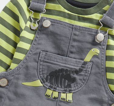 Mothercare Dinosaur Denim Dungarees and T-Shirt Set