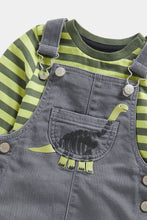 Load image into Gallery viewer, Mothercare Dinosaur Denim Dungarees and T-Shirt Set
