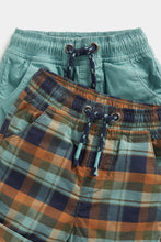 Load image into Gallery viewer, Mothercare Blue and Check Shorts - 2 Pack
