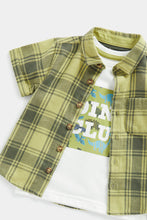 Load image into Gallery viewer, Mothercare Checked Shirt and Dino T-Shirt Set
