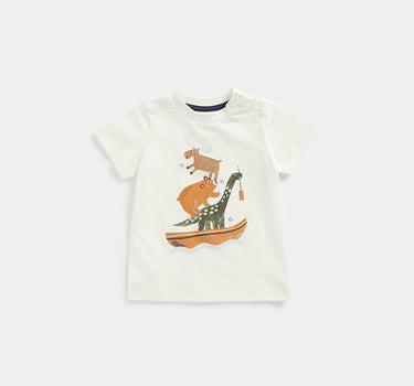 Mothercare White Animal Adventure T-Shirt