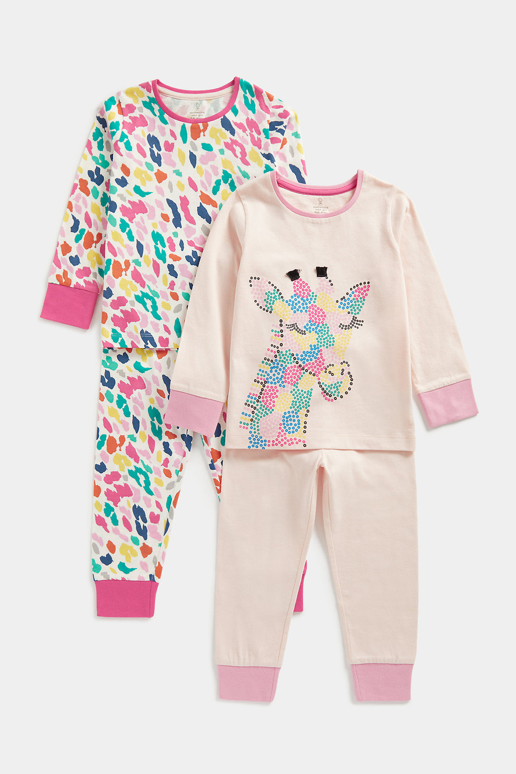 Mothercare Pink Giraffe Pyjamas - 2 Pack