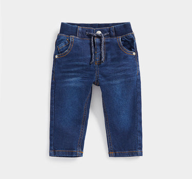 Mothercare Dark-Wash Ribbed-Waist Denim Jeans