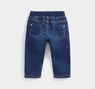 Mothercare Dark-Wash Ribbed-Waist Denim Jeans