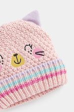 Load image into Gallery viewer, Mothercare Pink Cat Knitted Beanie Hat
