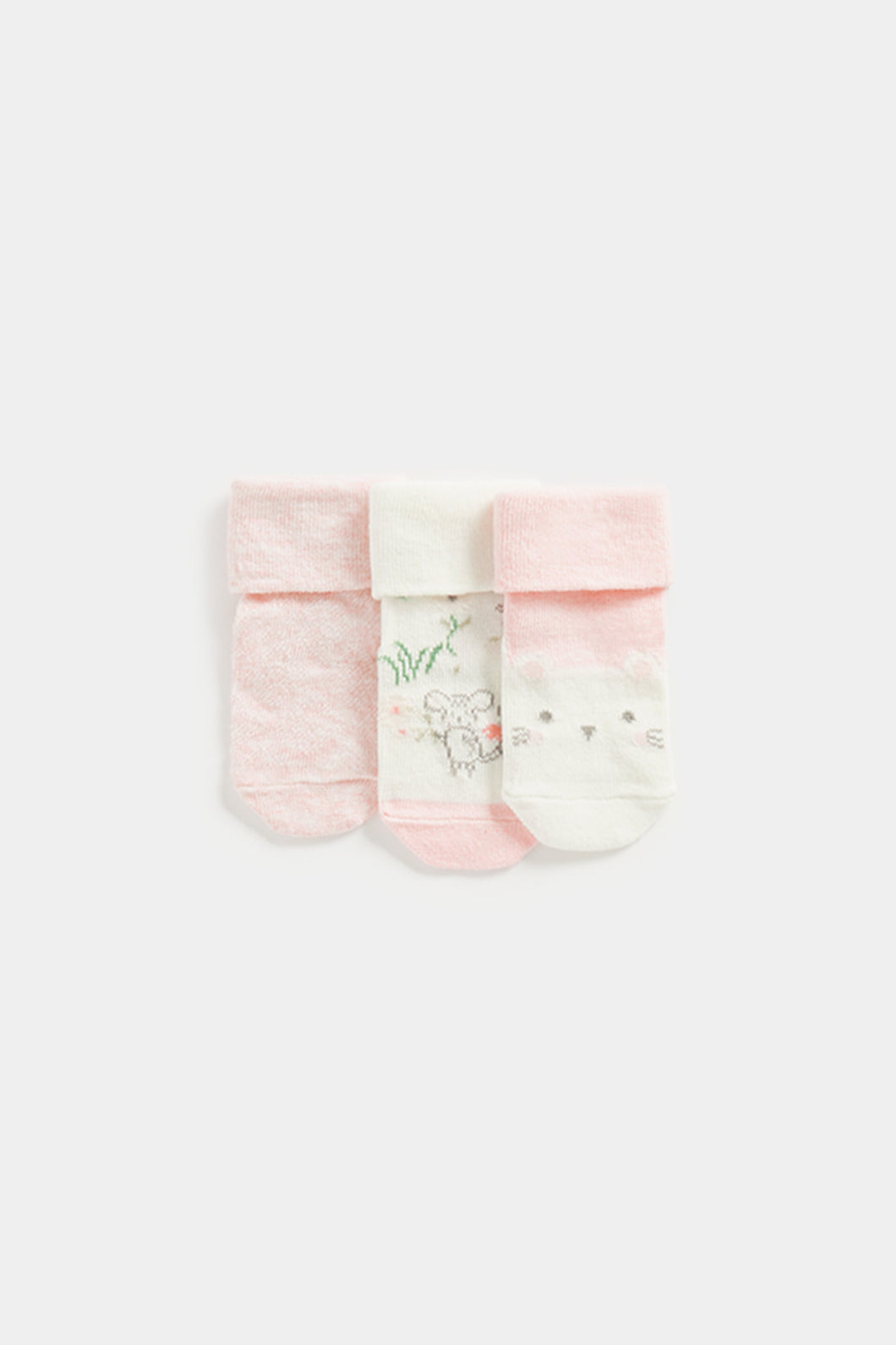 Mothercare Mouse Turn-Over-Top Baby Socks - 3 Pack